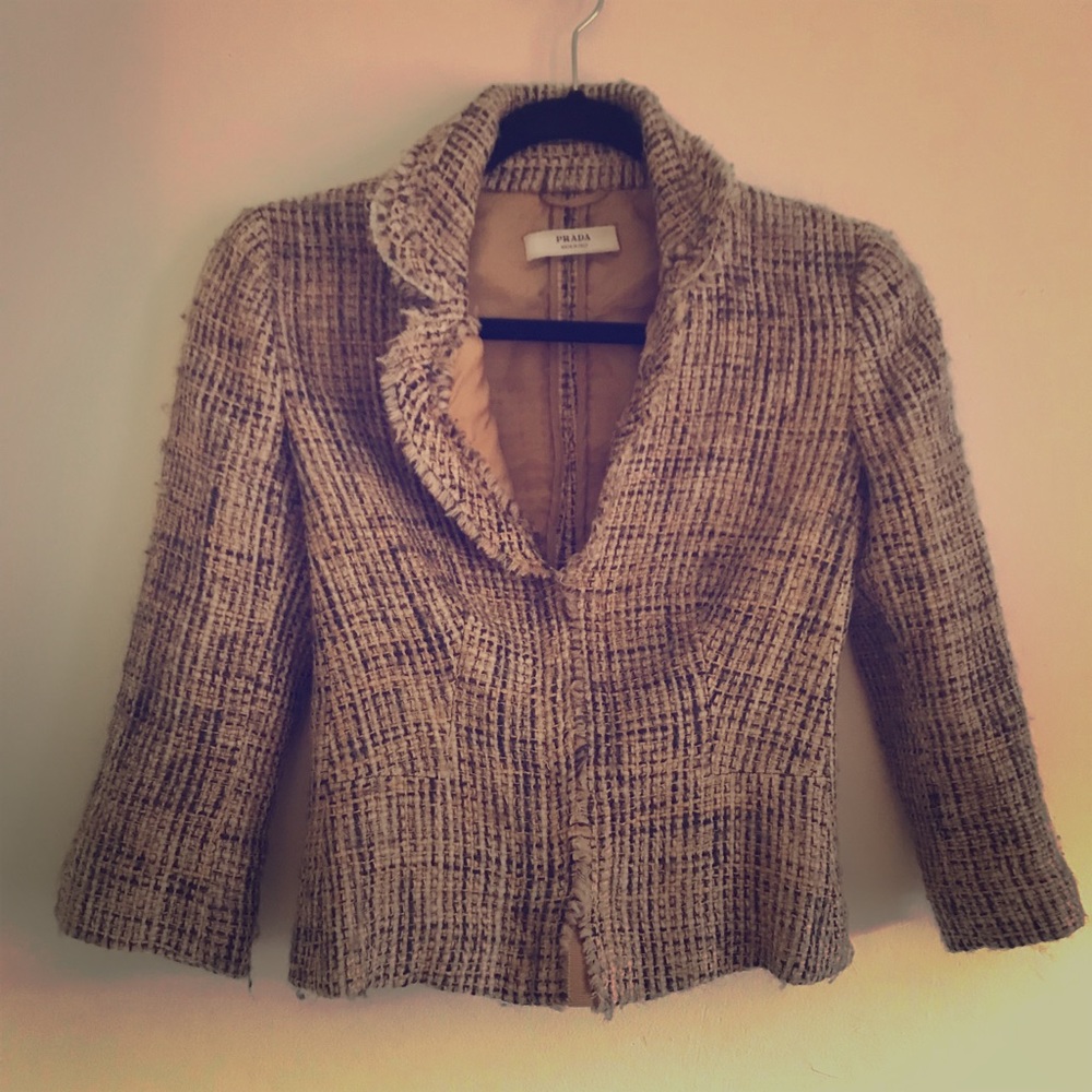 Vintage Prada Blazer Woven Wool Alpaca Acr…